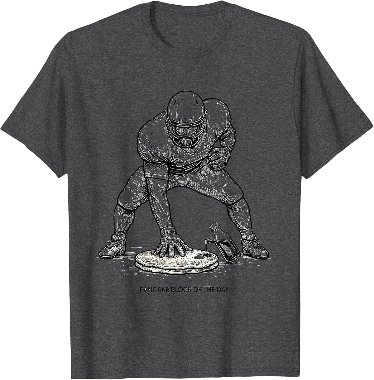 Pancake Block Of The Day Funny Breakfast Food Lineman Humor T-Shirt - Dark Heather Grey
