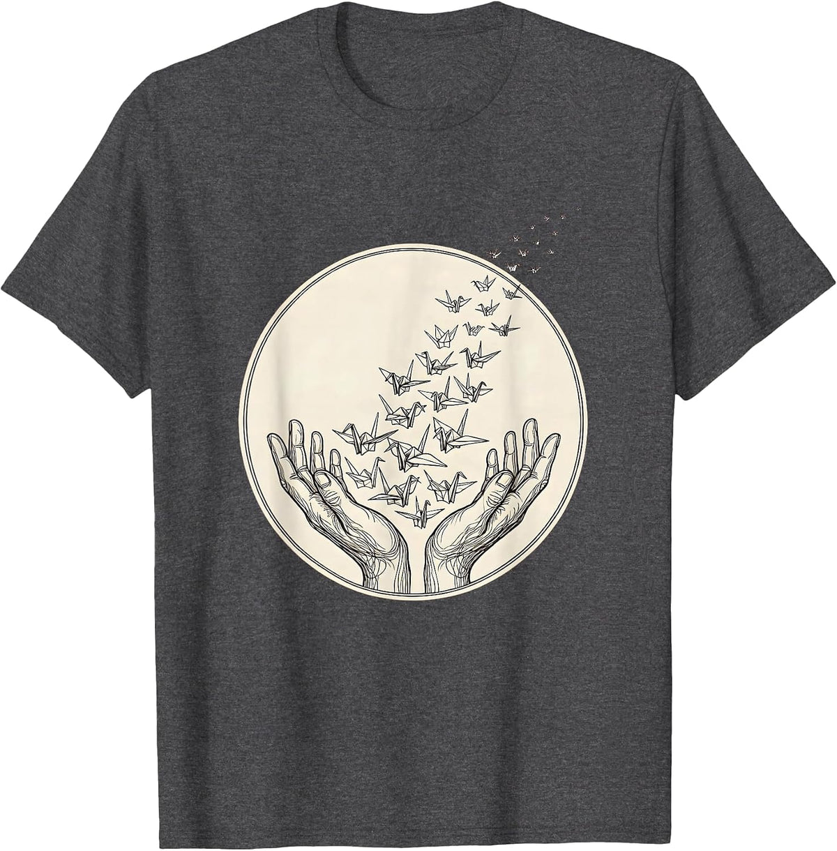 Men's Autism Awareness Paper Cranes Release Graphic T-Shirt - Dark Heather Grey
