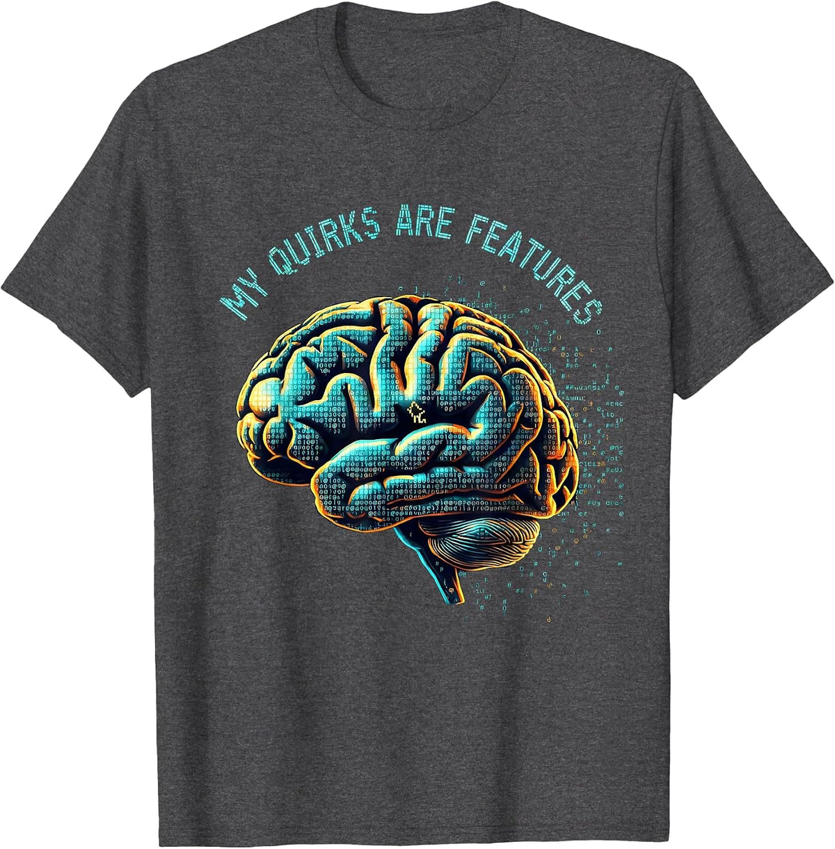 Men's My Quirks Are Features Autism Awareness Design T-Shirt - Dark Heather Grey