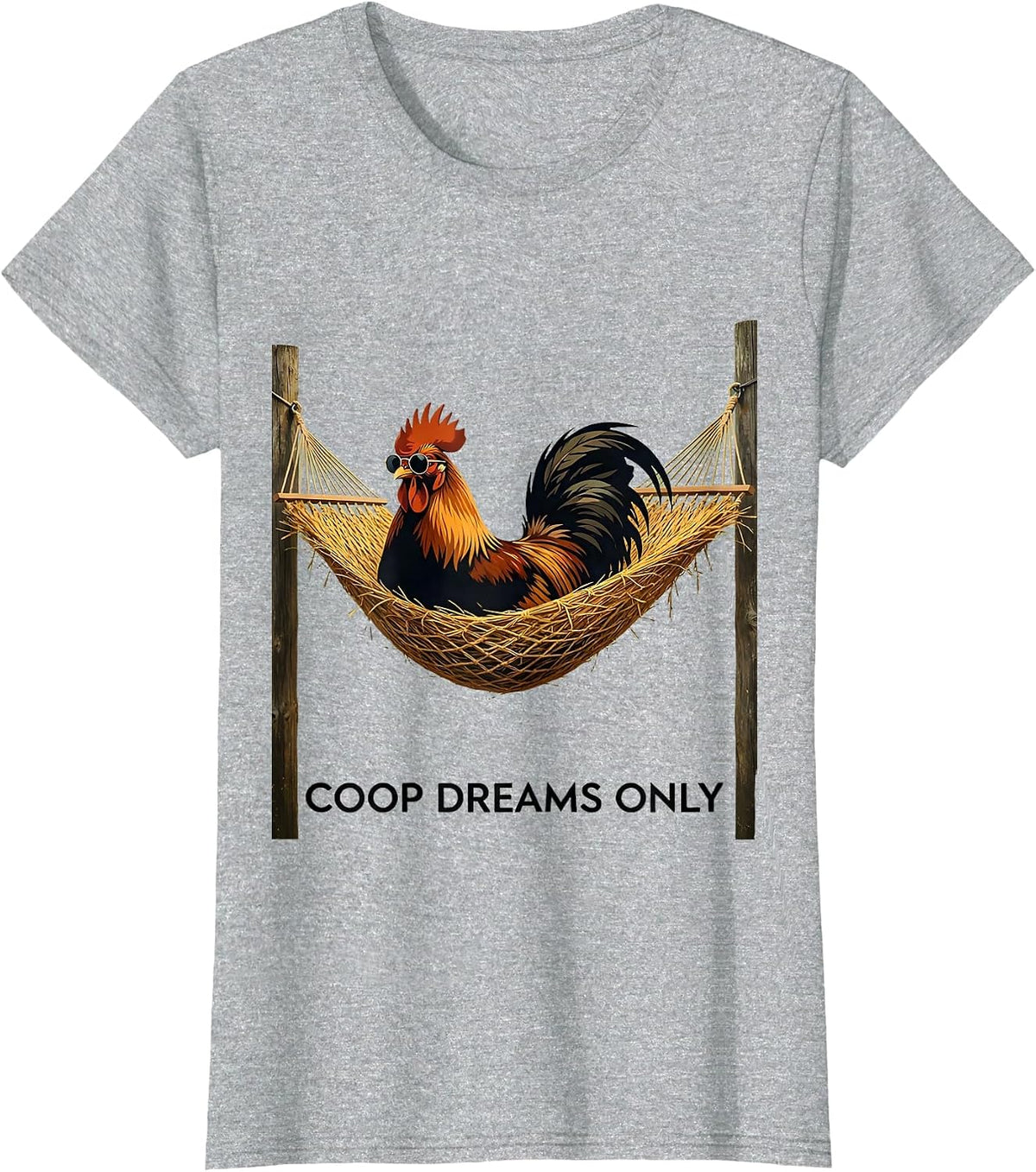 Coop Dreams Only Funny Chicken Design T-Shirt - Heather Grey