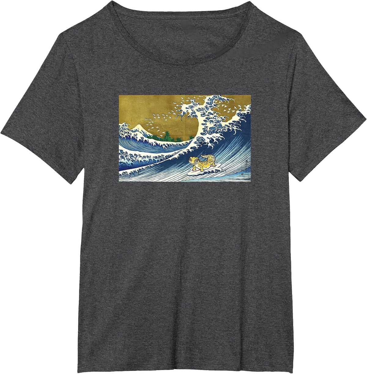 Cute Kids Retro Vintage Reptile Surfing Leopard Gecko Lover T-Shirt - Dark Heather Grey