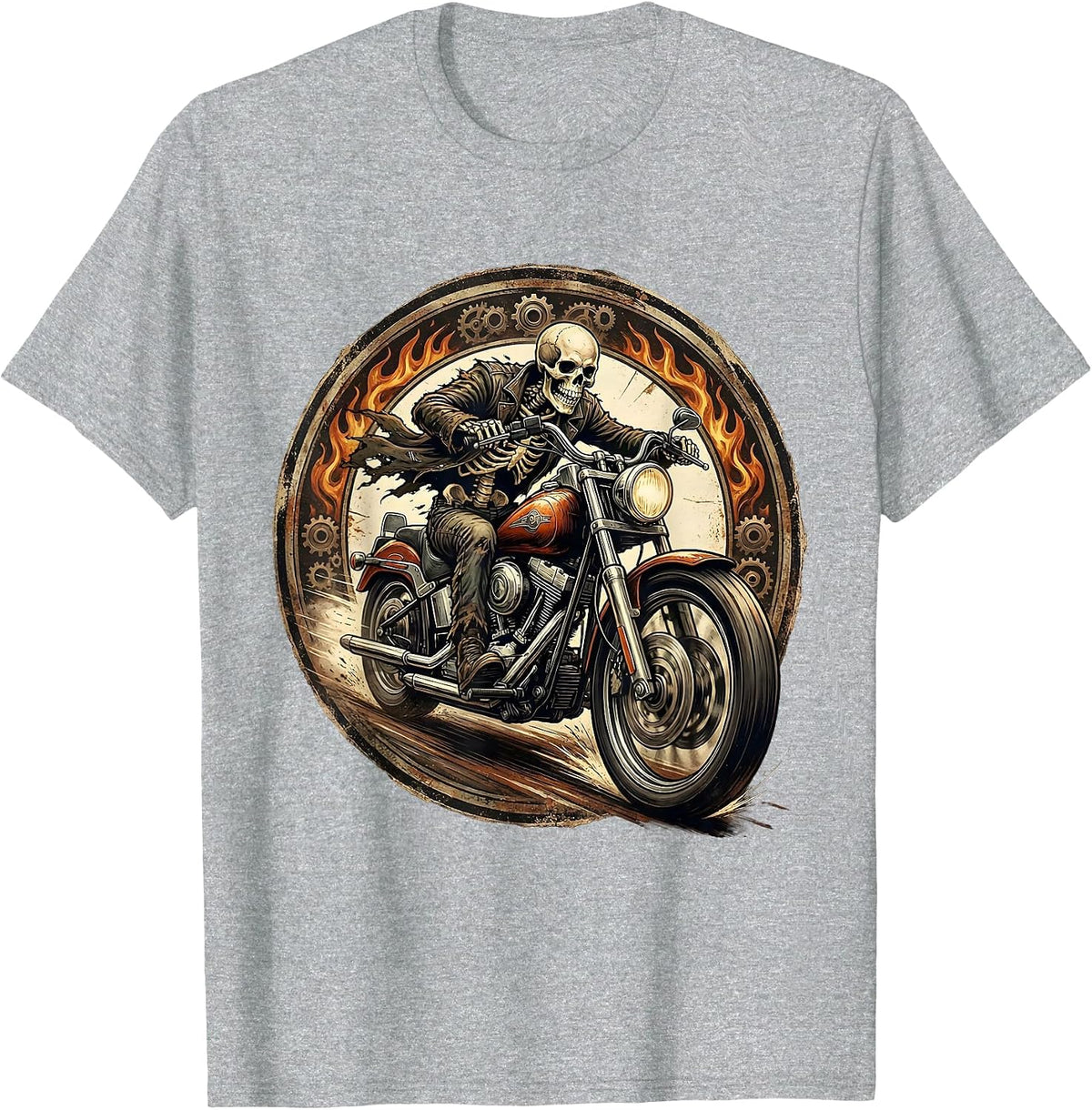 Men's Never Better Skeleton Motorcycle Rider Graphic T-Shirt - Heather Grey