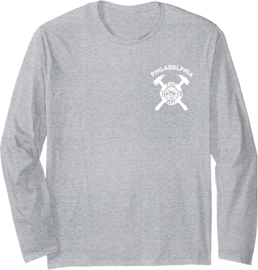 City of Philadelphia Fire Department Penn Firefighter Long Sleeve T-Shirt - Adult Unisex Heather Grey