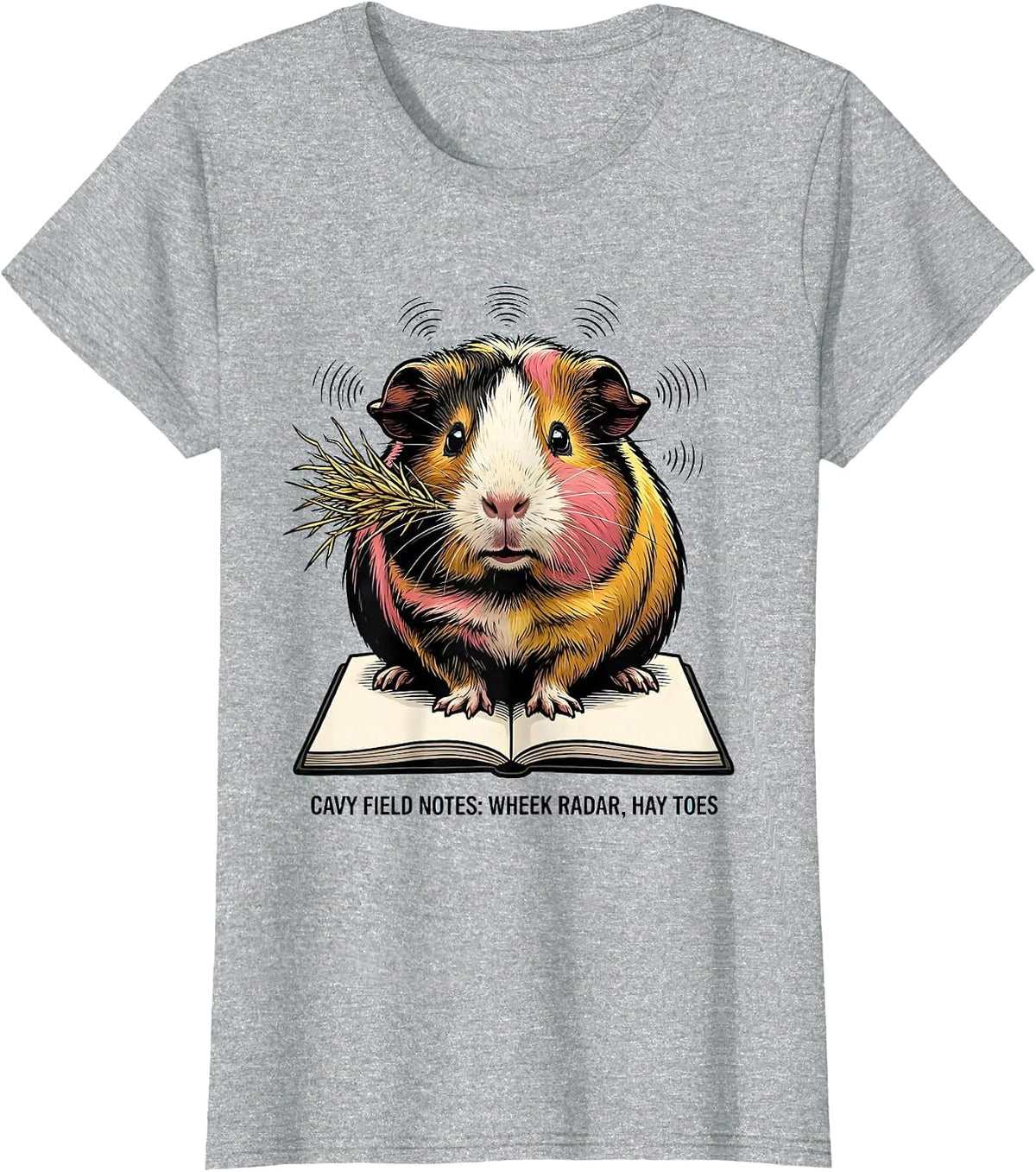 Women's Cavy Field Notes: Wheek Radar, Hay Toes Funny Cavy Lover T-Shirt - Heather Grey