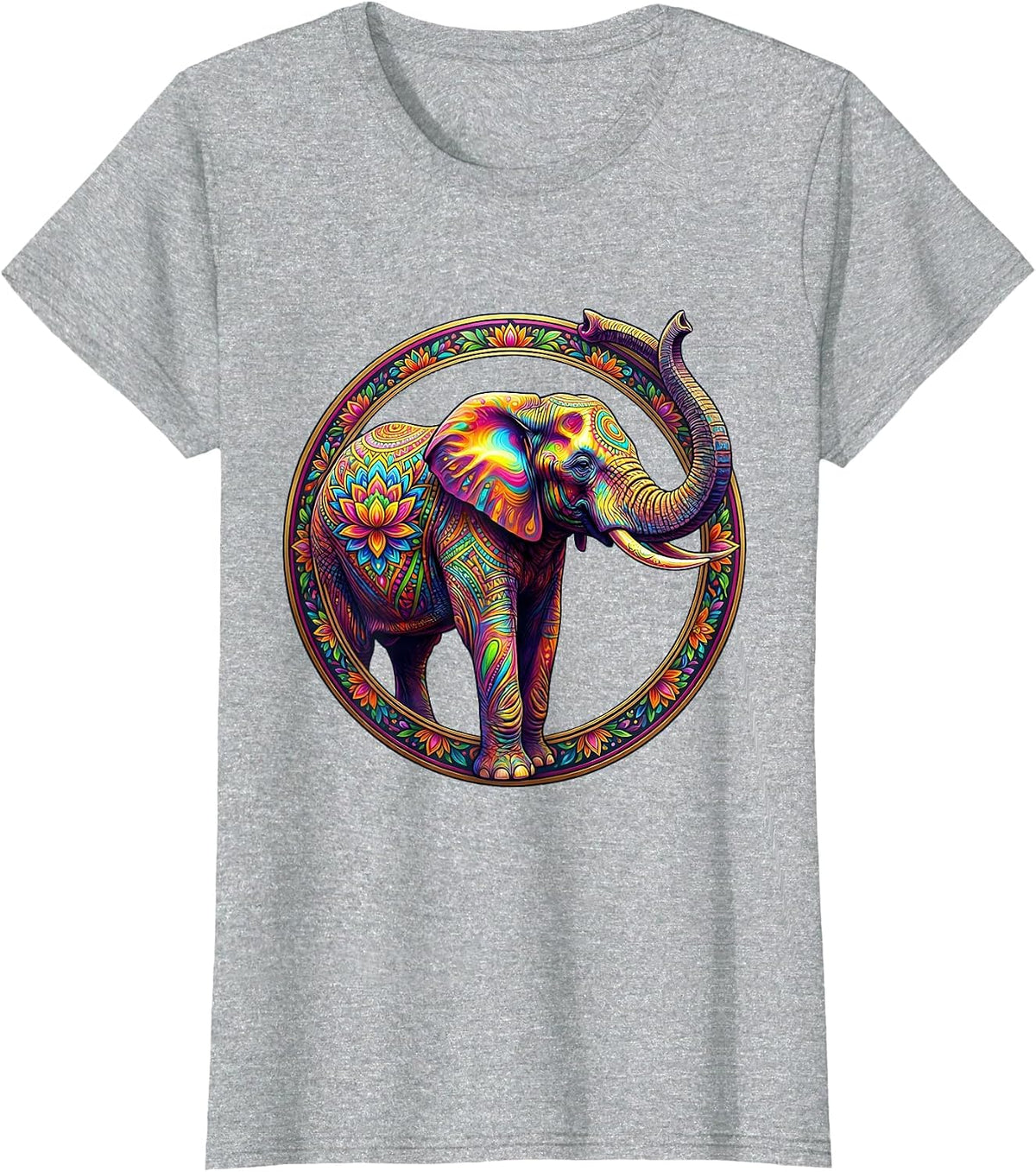 Autism Awareness Elephant Colorful Painted Pattern T-Shirt - Heather Grey