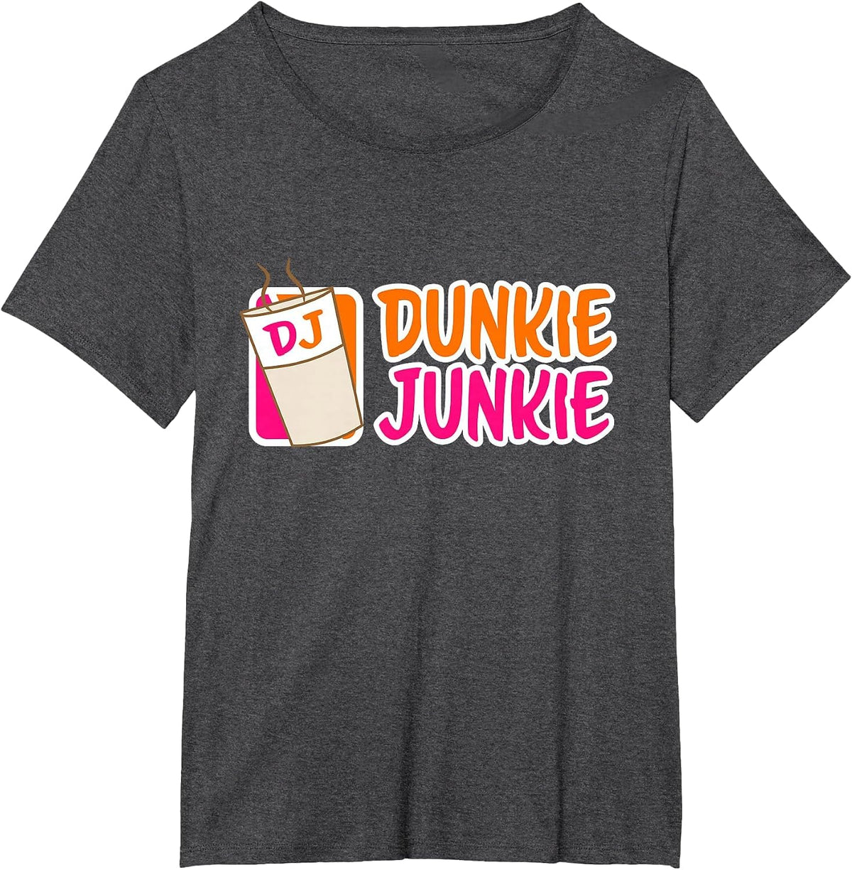 Donut and Coffee Lover Dunkie Junkie T-Shirt - Dark Heather Grey
