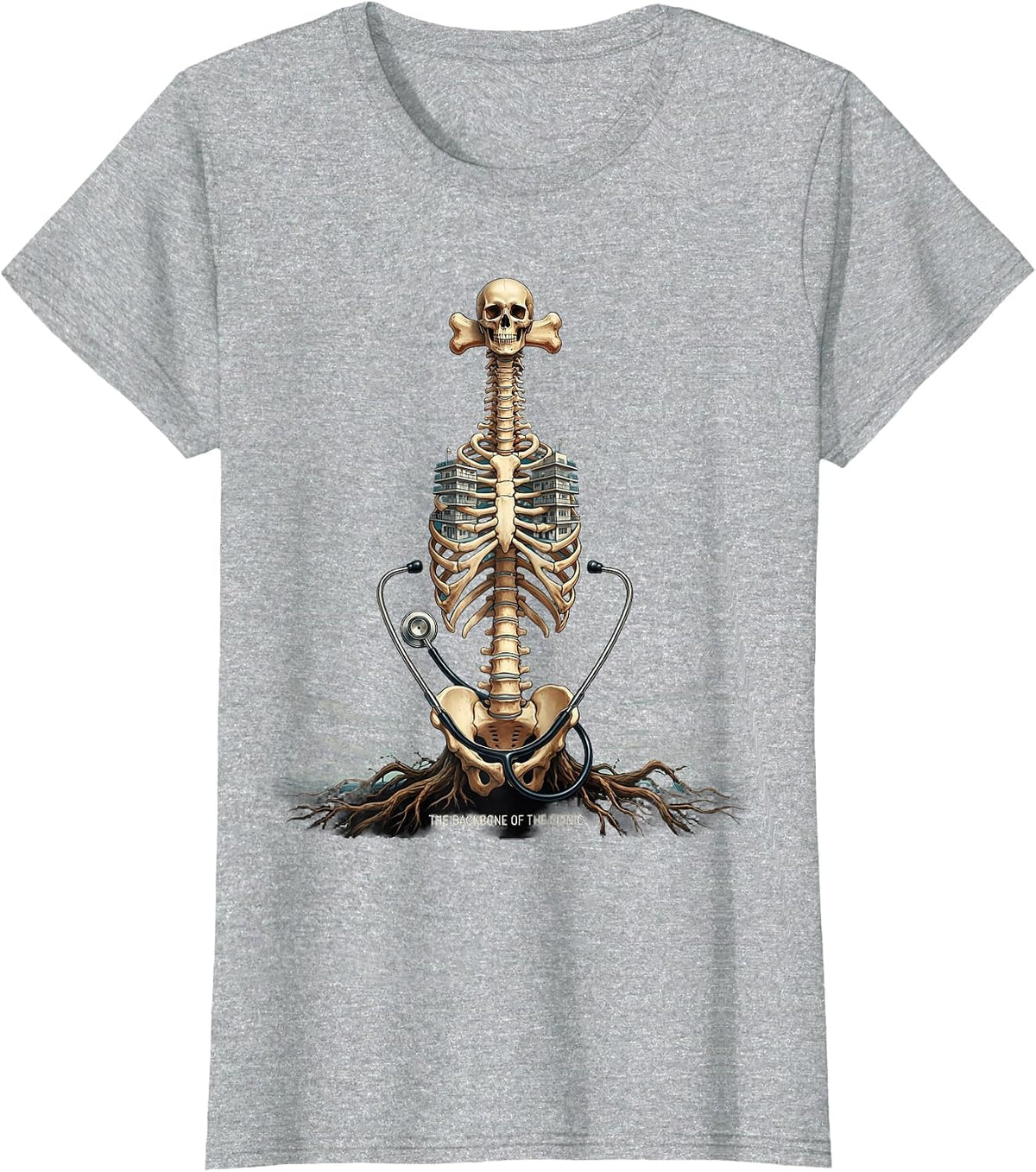 The Backbone of the Clinic Medical Assistant Design T-Shirt - Heather Grey