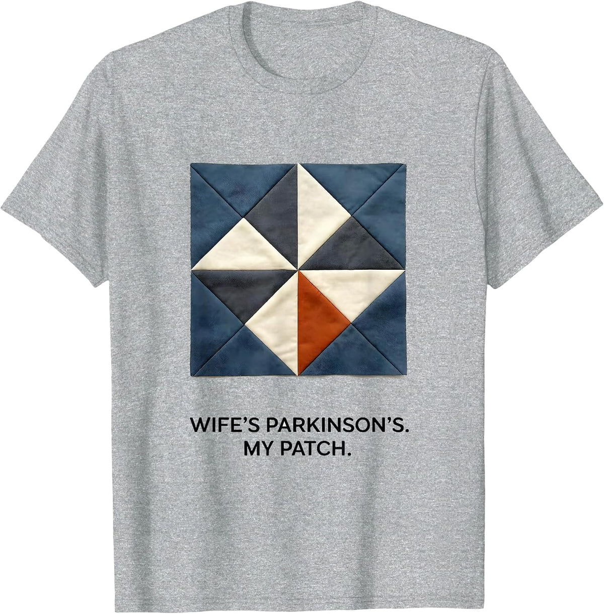 Men's Wife's Parkinson's My Patch Funny Parkinson's Warrior T-Shirt - Heather Grey
