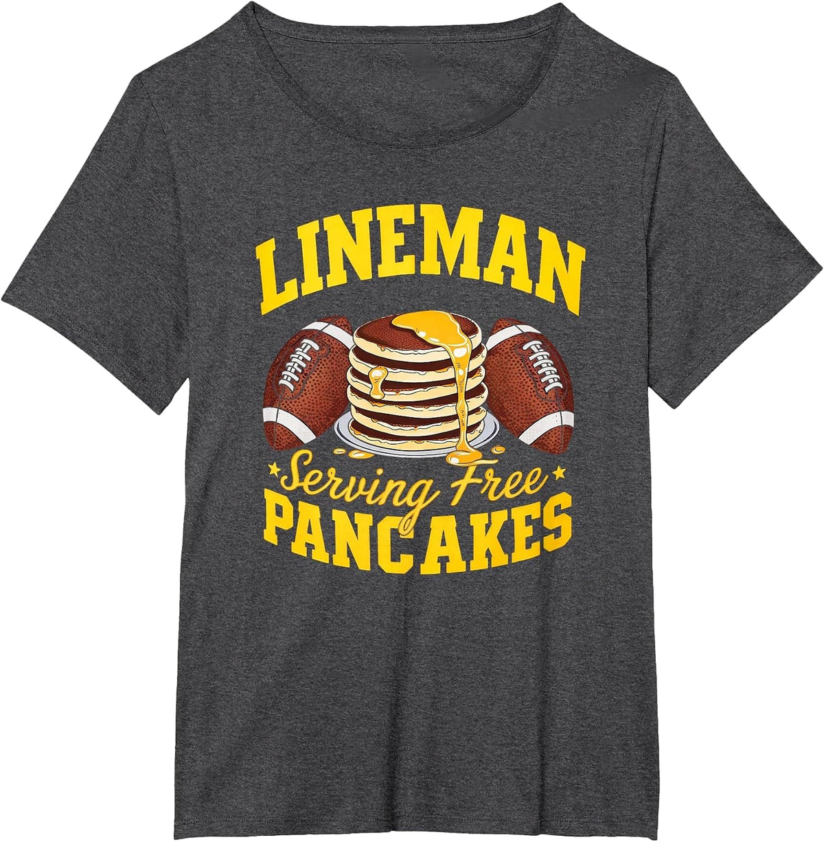 Lineman Serving Pancakes Daily Football Lineman Graphic T-Shirt - Dark Heather Grey