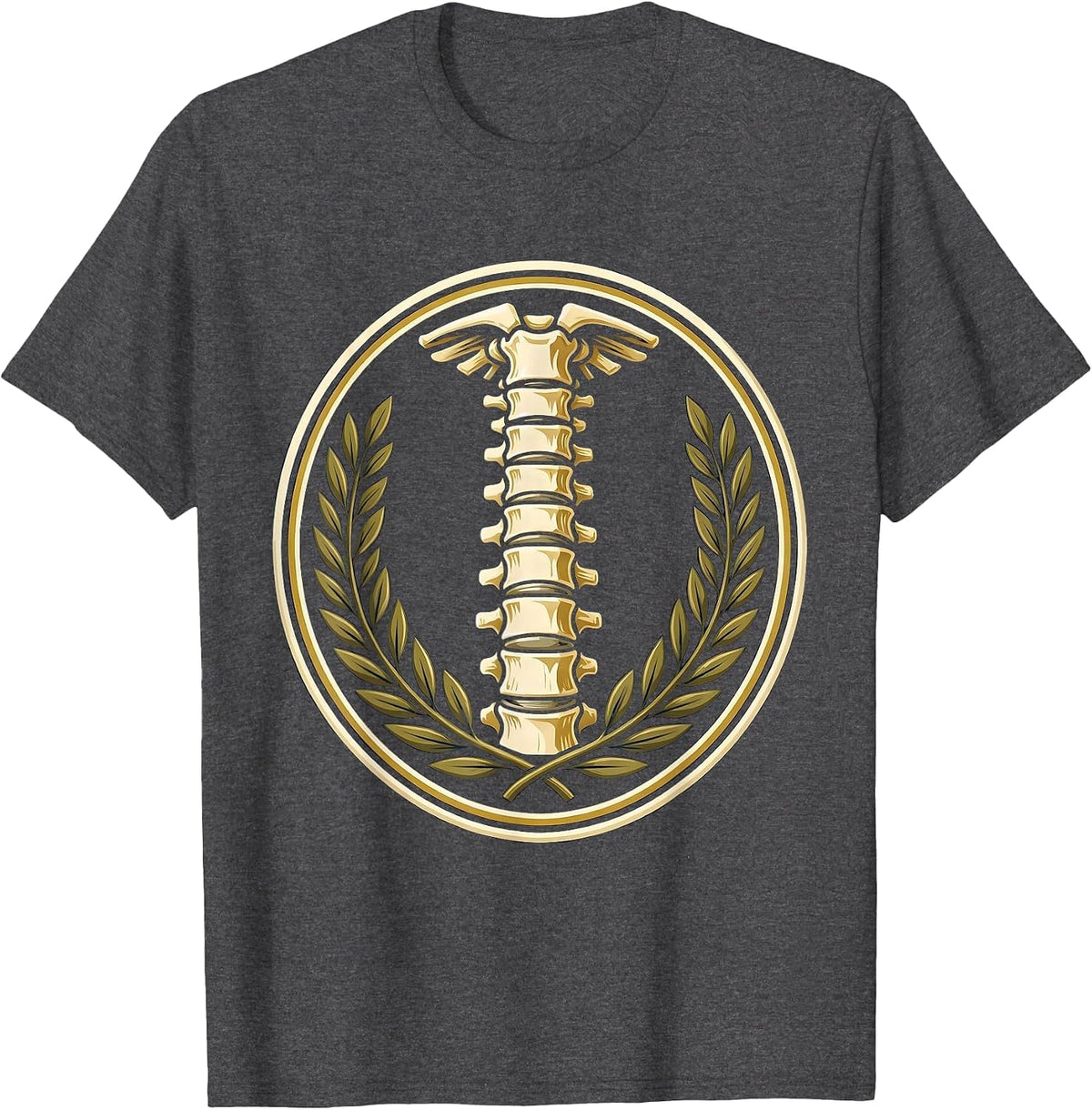Glowing Spine Vertebrae Alignment Physical Therapy T-Shirt - Dark Heather Grey