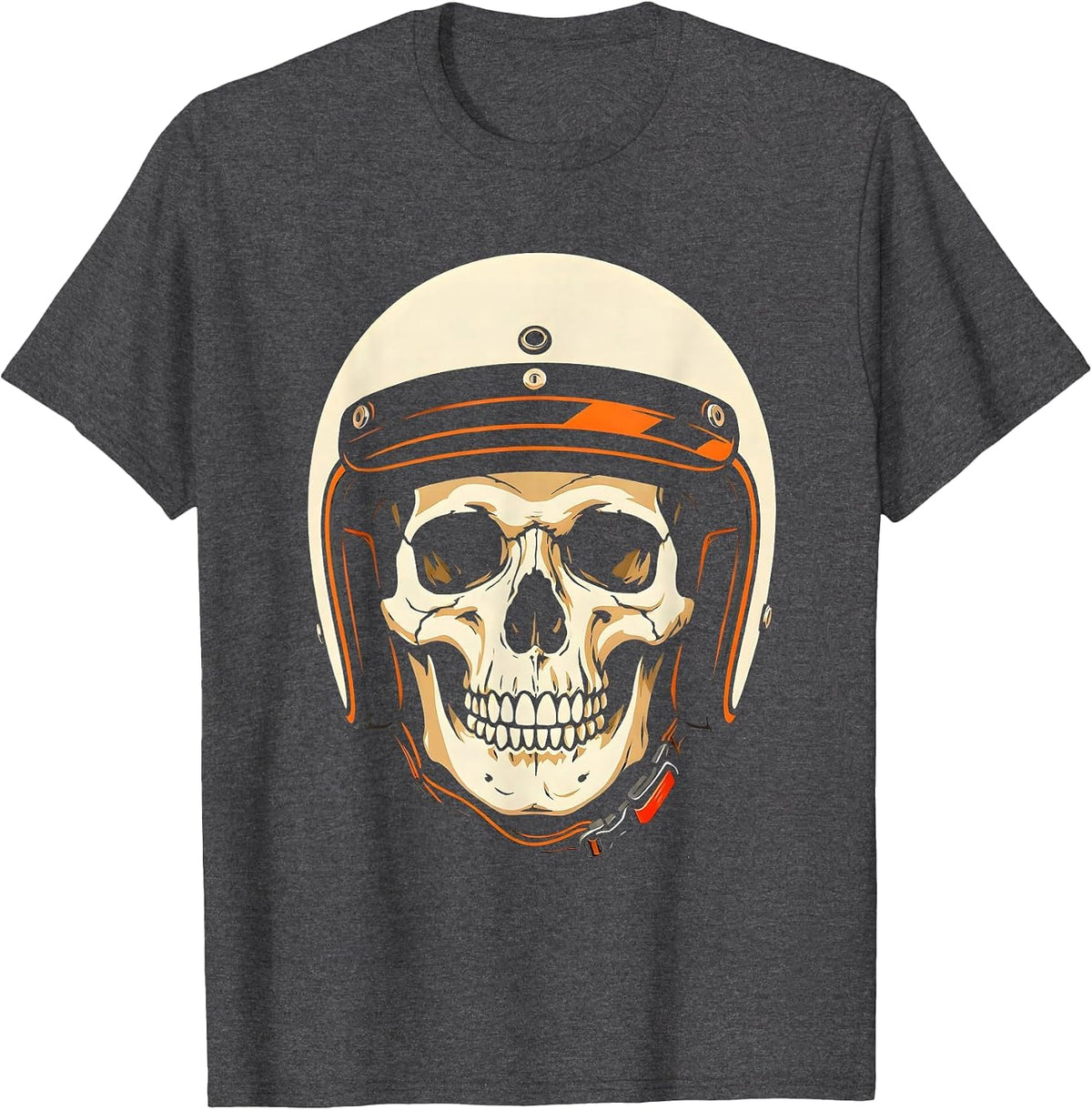Men's Skull in Vintage Motorcycle Helmet Graphic T-Shirt - Dark Heather Grey
