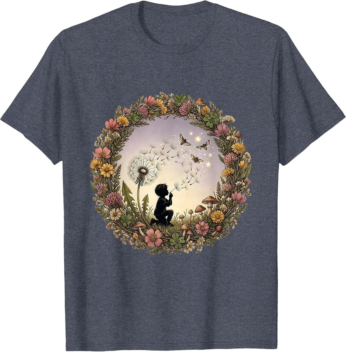 Men's Autism Awareness Child Dandelion Rainbow Graphic T-Shirt - Heather Blue