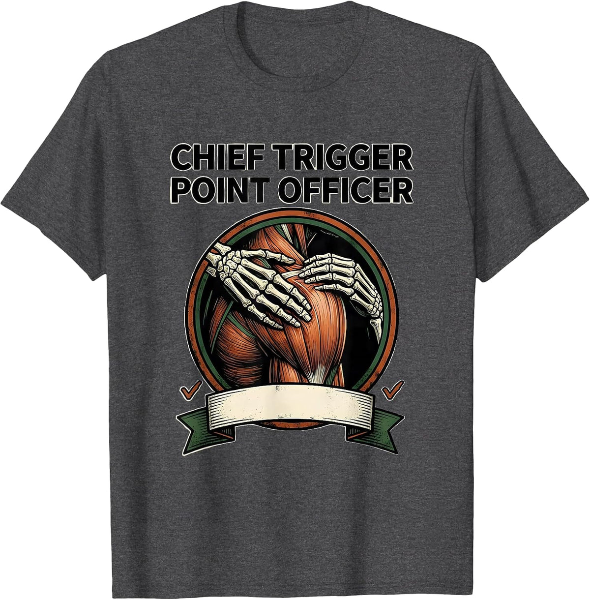 Men's Chief Trigger Point Officer Vintage Massage Therapist T-Shirt - Dark Heather Grey