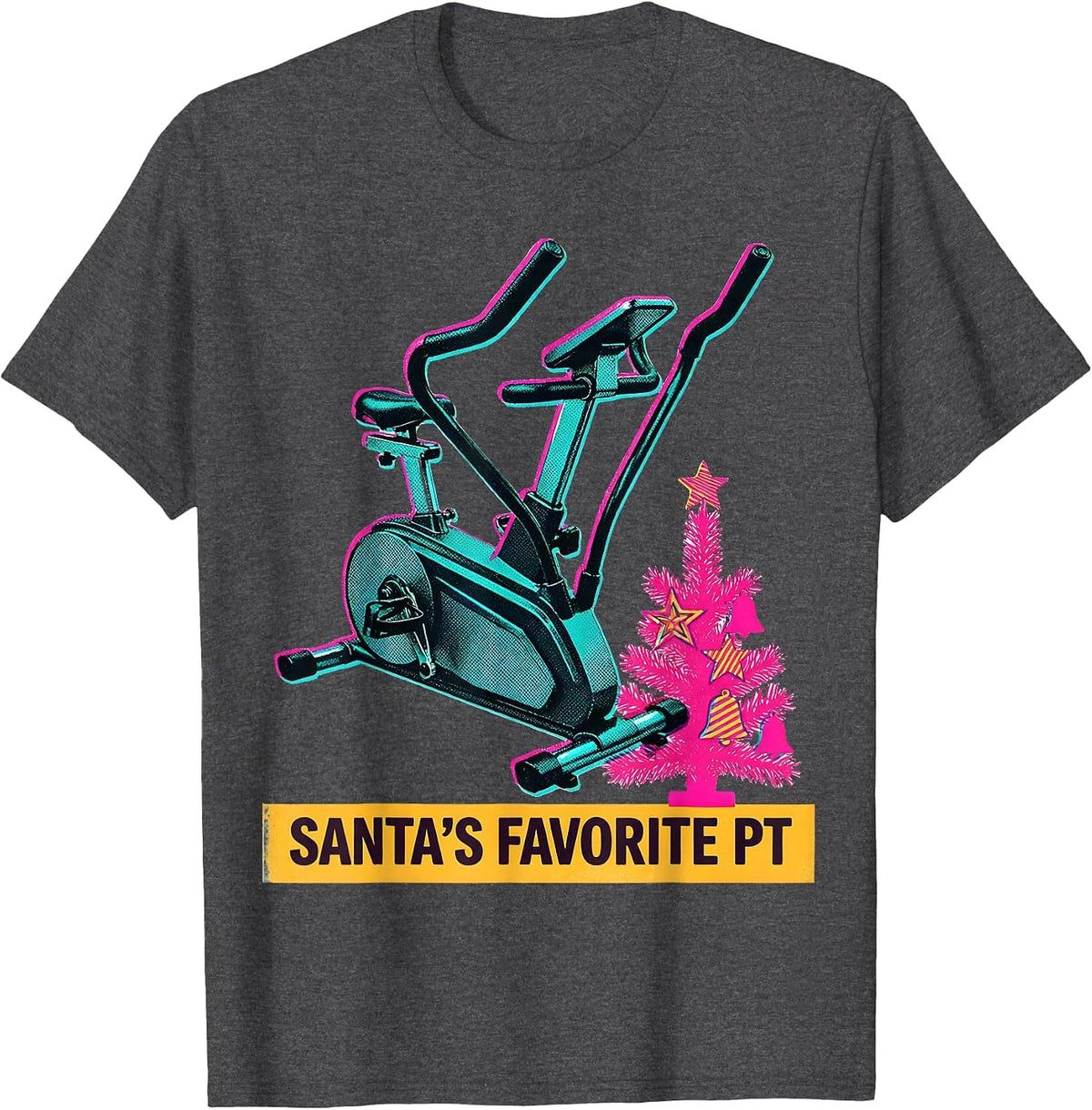 Men's Santa's Favorite PT Funny Physical Therapist Christmas Rehab T-Shirt - Dark Heather Grey