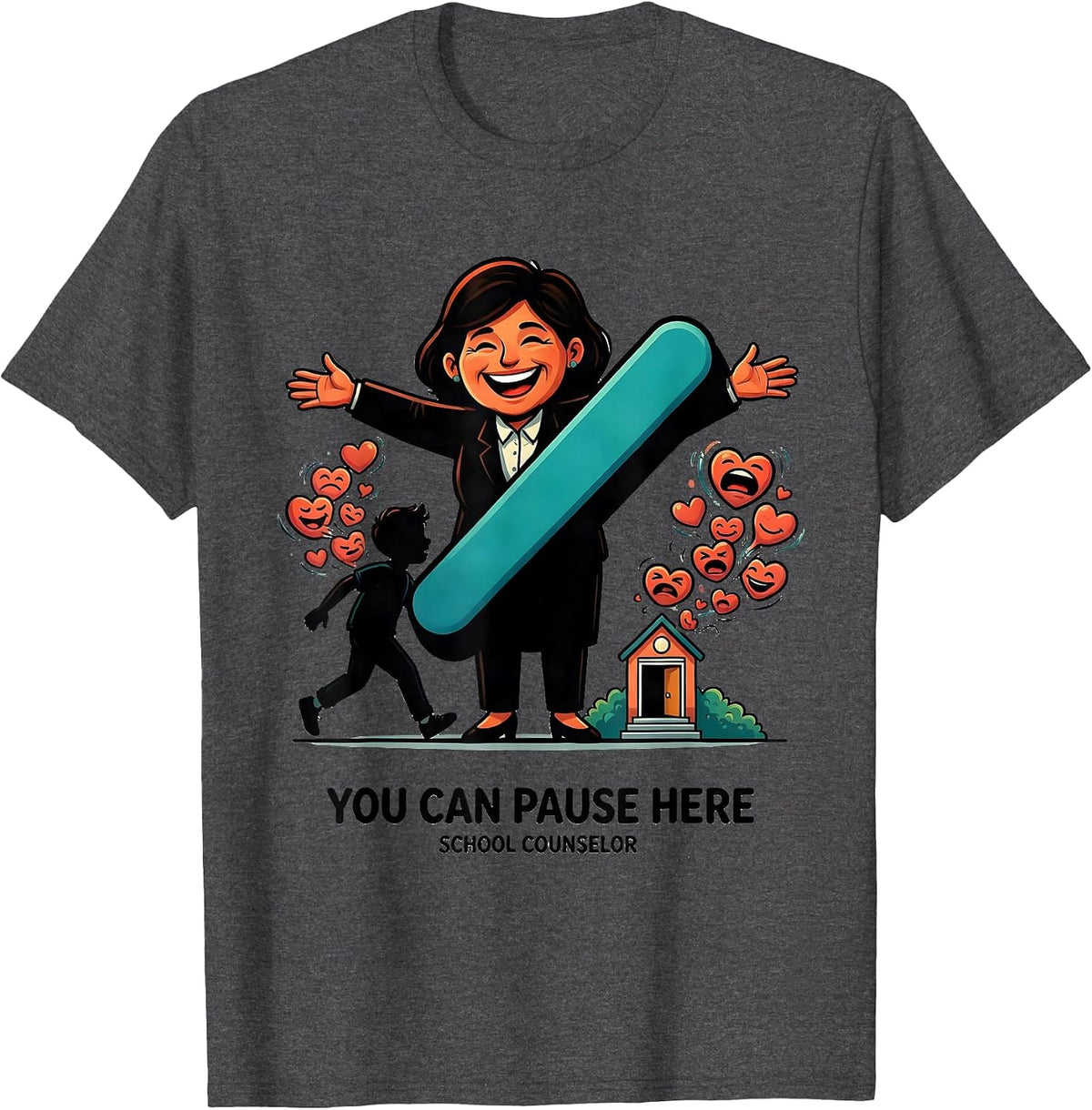 Men's You Can Pause Here — School Counselor Funny Appreciation T-Shirt - Dark Heather Grey