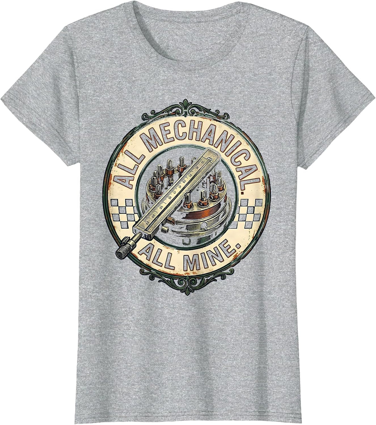 All Mechanical All Mine Vintage Muscle Car Racing Enthusiast T-Shirt - Heather Grey