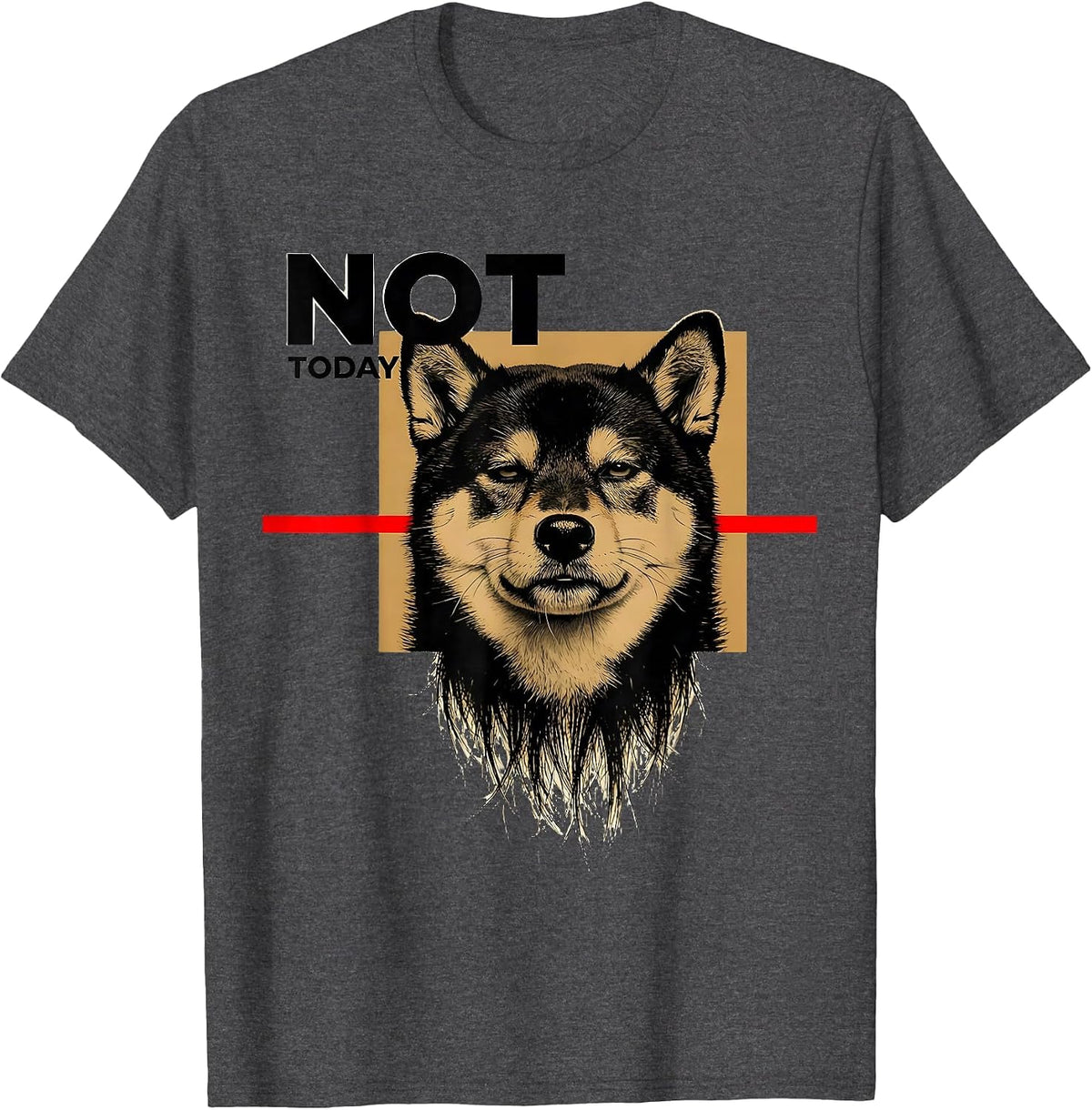 Not Today Funny Shiba Inu Doge Meme Humor T-Shirt - Dark Heather Grey