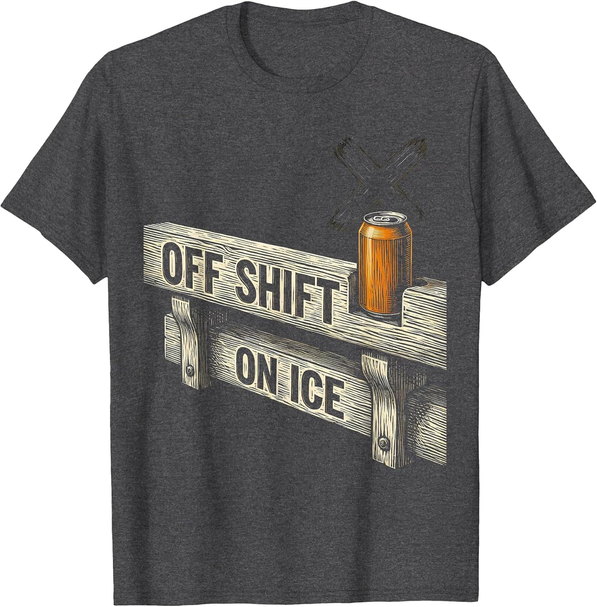 Off Shift On Ice Funny Beer Lover Labor Day Cookout Humor T-Shirt - Dark Heather Grey