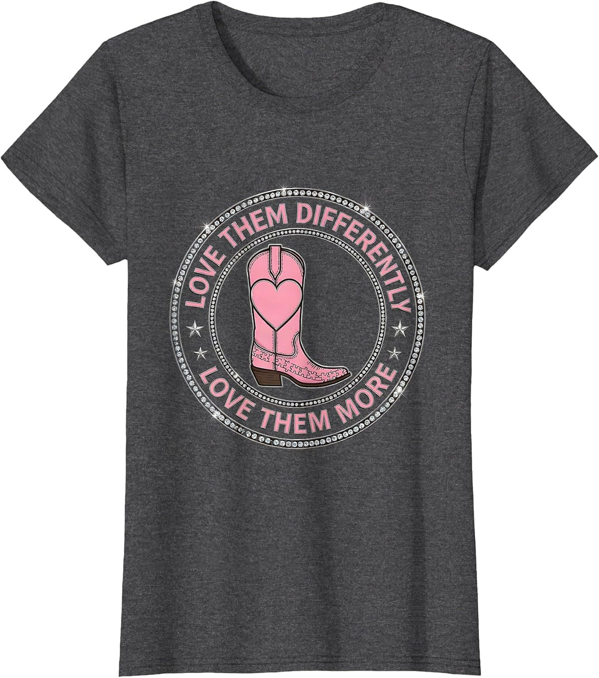 Women's Autism Mom Love Them Differently Love Them More T-Shirt - Dark Heather Grey