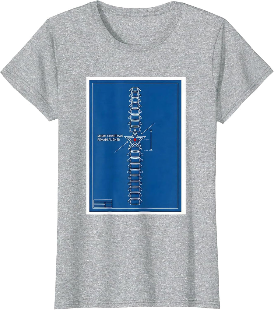 Merry Christmas, Remain Aligned Funny Chiropractor T-Shirt - Heather Grey