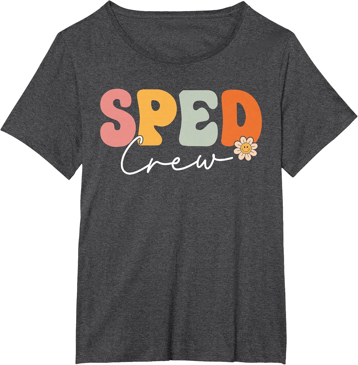 Sped Crew Team Retro Groovy Vintage First Day of School T-Shirt - Dark Heather Grey