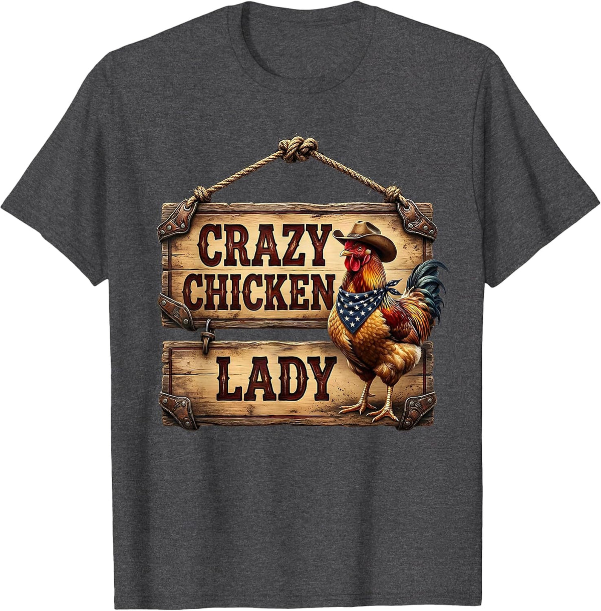 Men's Crazy Chicken Lady Funny Hen Lover Design T-Shirt - Dark Heather Grey