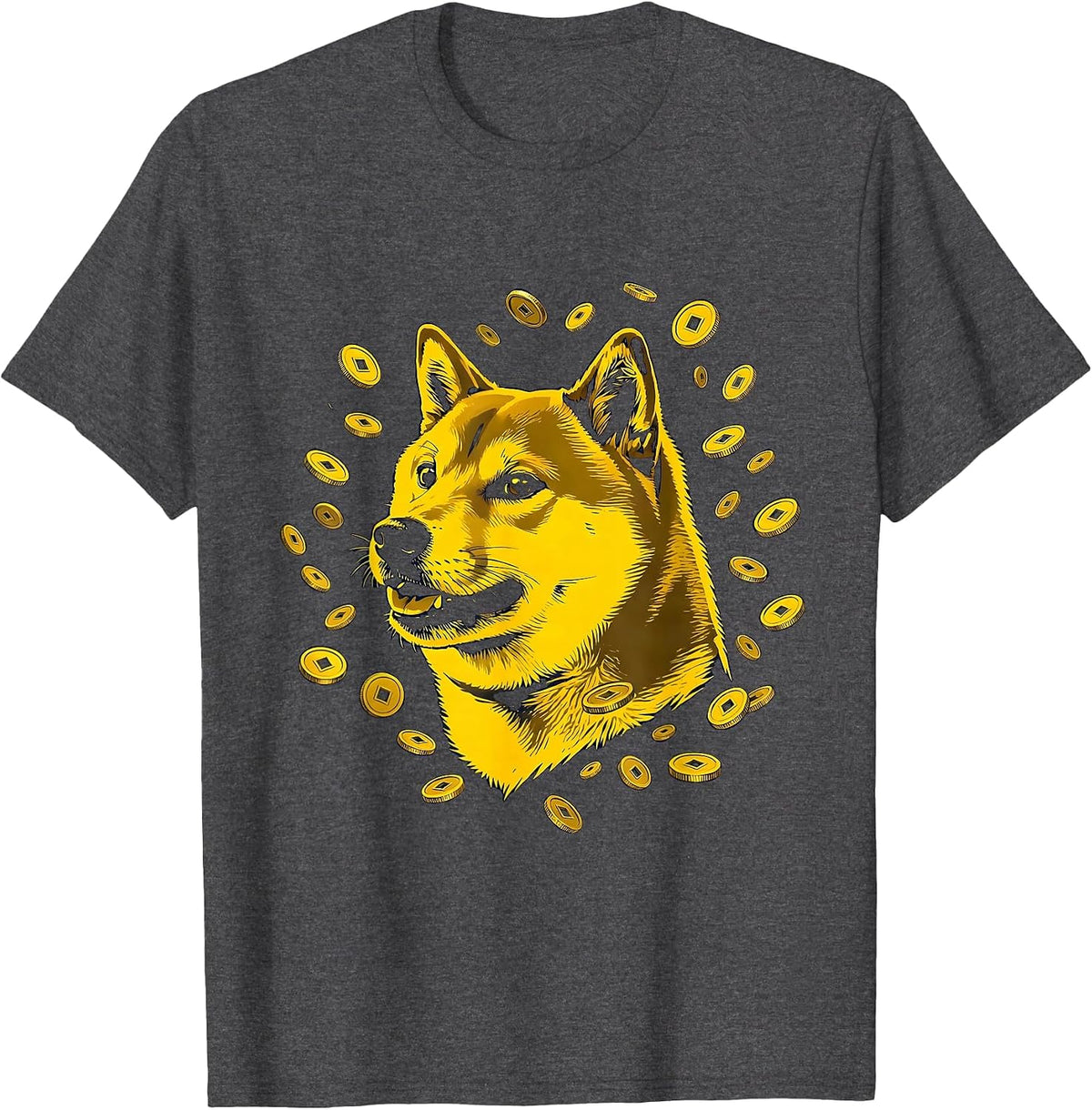 Doge Shiba Inu Crypto Coin Shower Meme Graphic T-Shirt - Dark Heather Grey