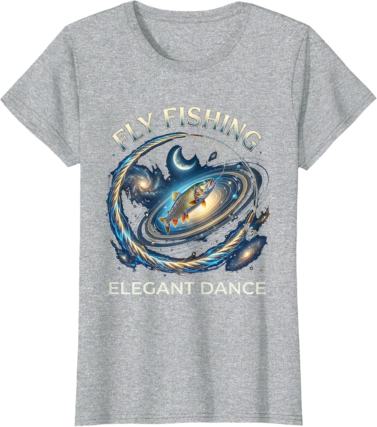 Fly Fishing Elegant Dance Angler Design T-Shirt - Heather Grey