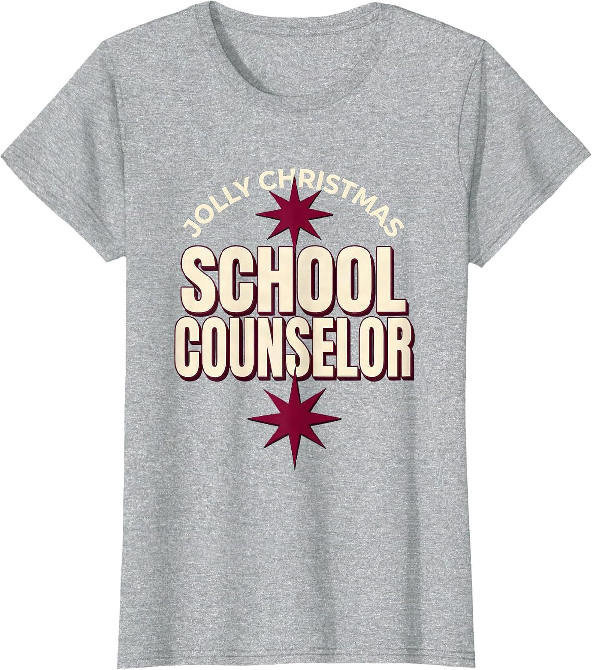 Jolly Christmas School Counselor Funny Holiday Staff Gift T-Shirt - Heather Grey