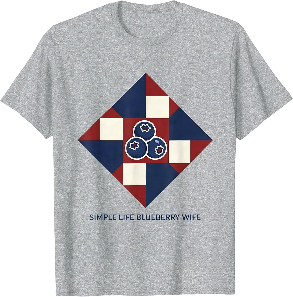 Men's Simple Life Blueberry Wife Red White and Blue Design T-Shirt - Heather Grey