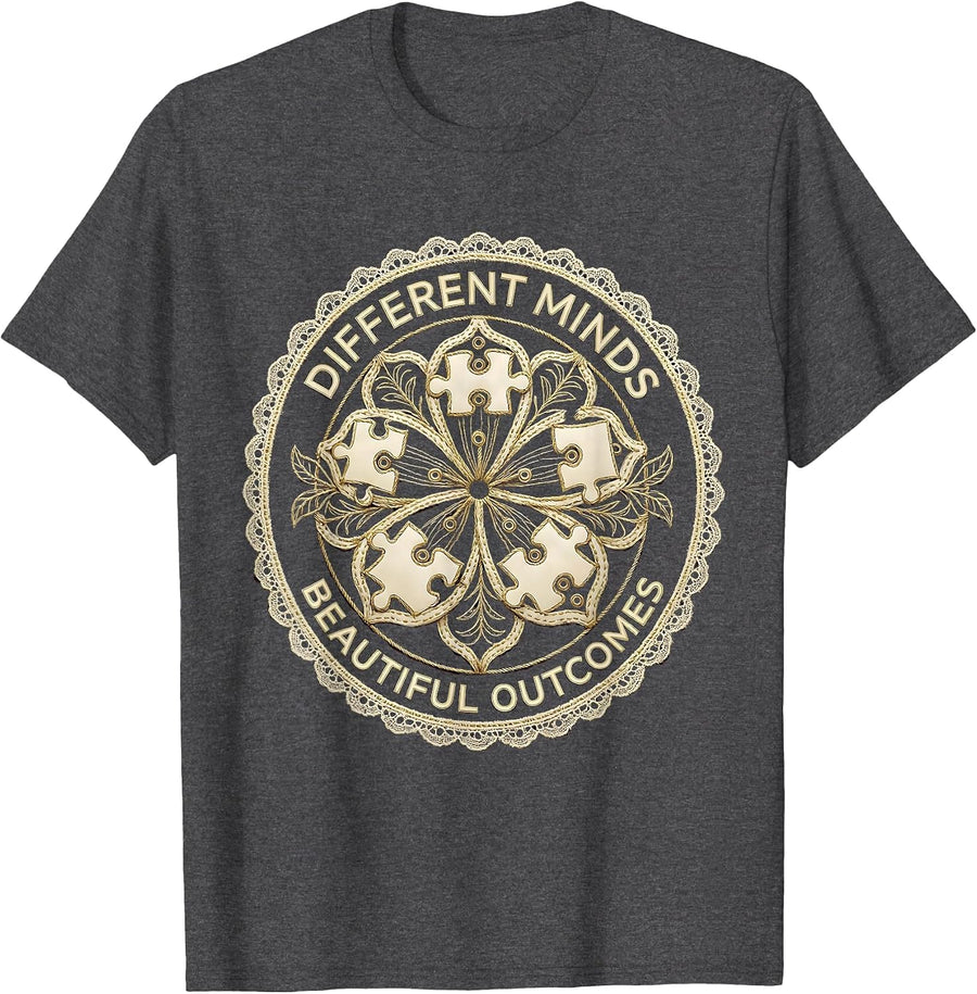 Men's Different Minds Beautiful Outcomes Special Ed Teacher T-Shirt - Dark Heather Grey