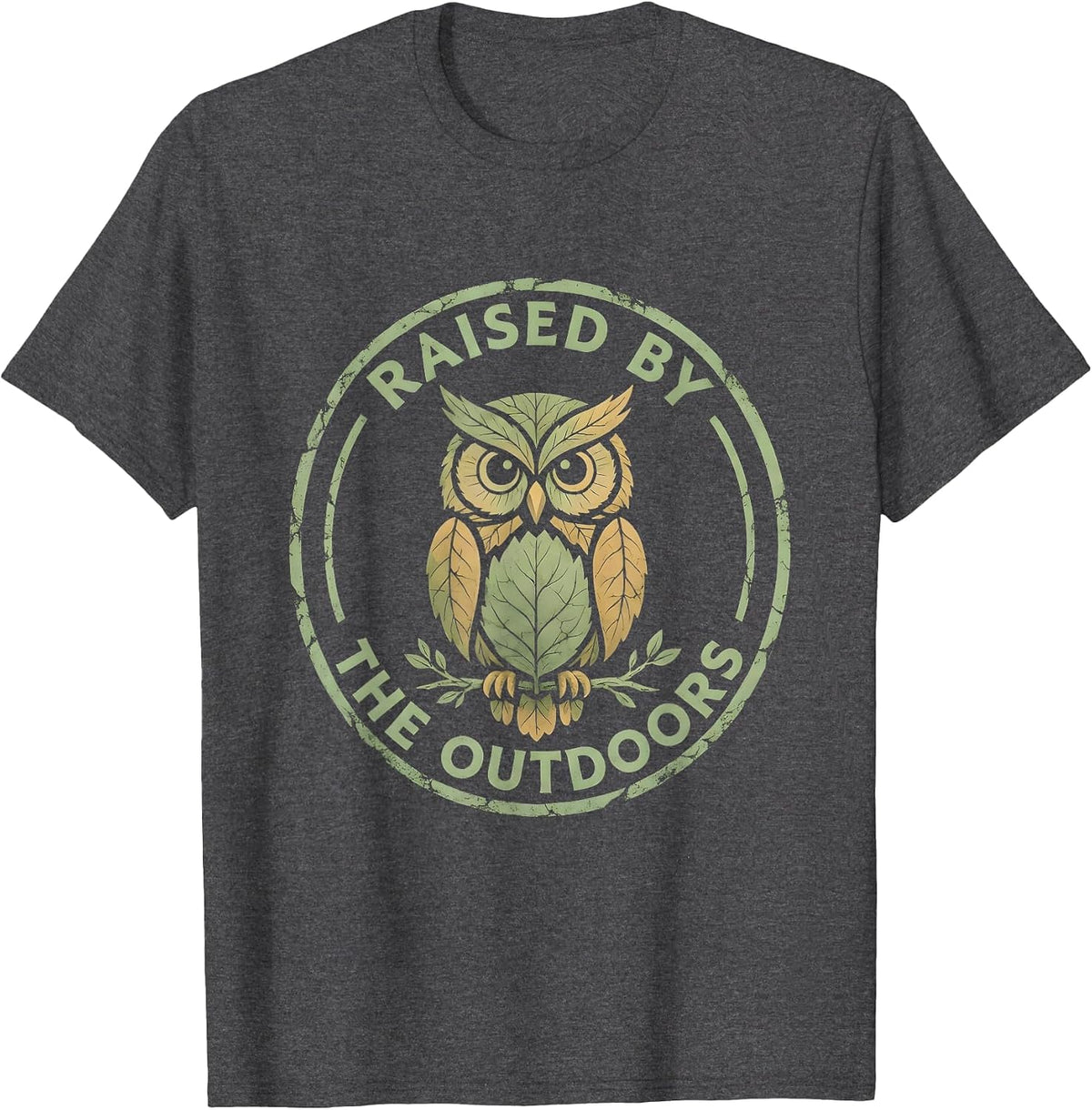 Raised by the Outdoors Nature Lover Design T-Shirt - Dark Heather Grey