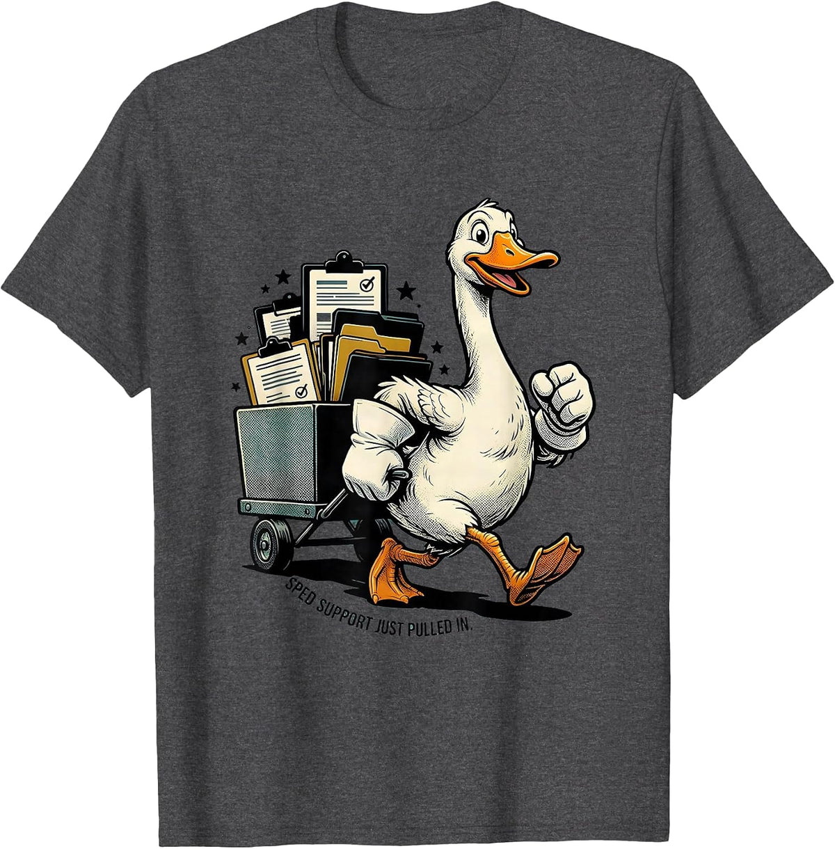 SPED Support Just Pulled In Funny SPED Teacher School Staff T-Shirt - Dark Heather Grey