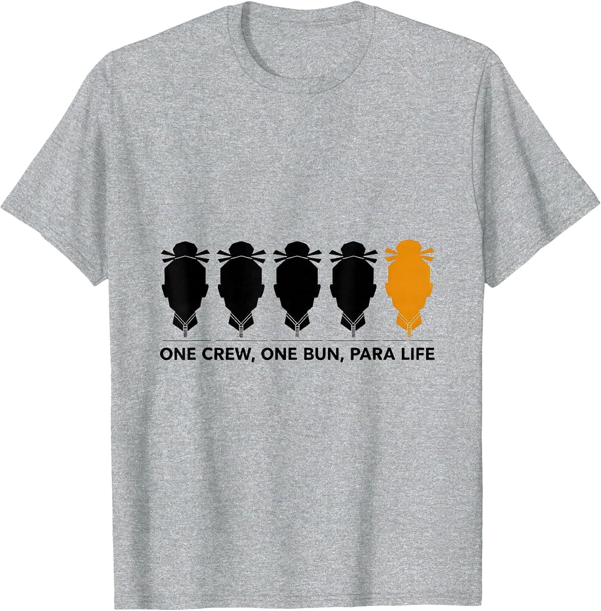Men's One Crew One Bun Para Life Funny Teacher Para Crew Work T-Shirt - Heather Grey