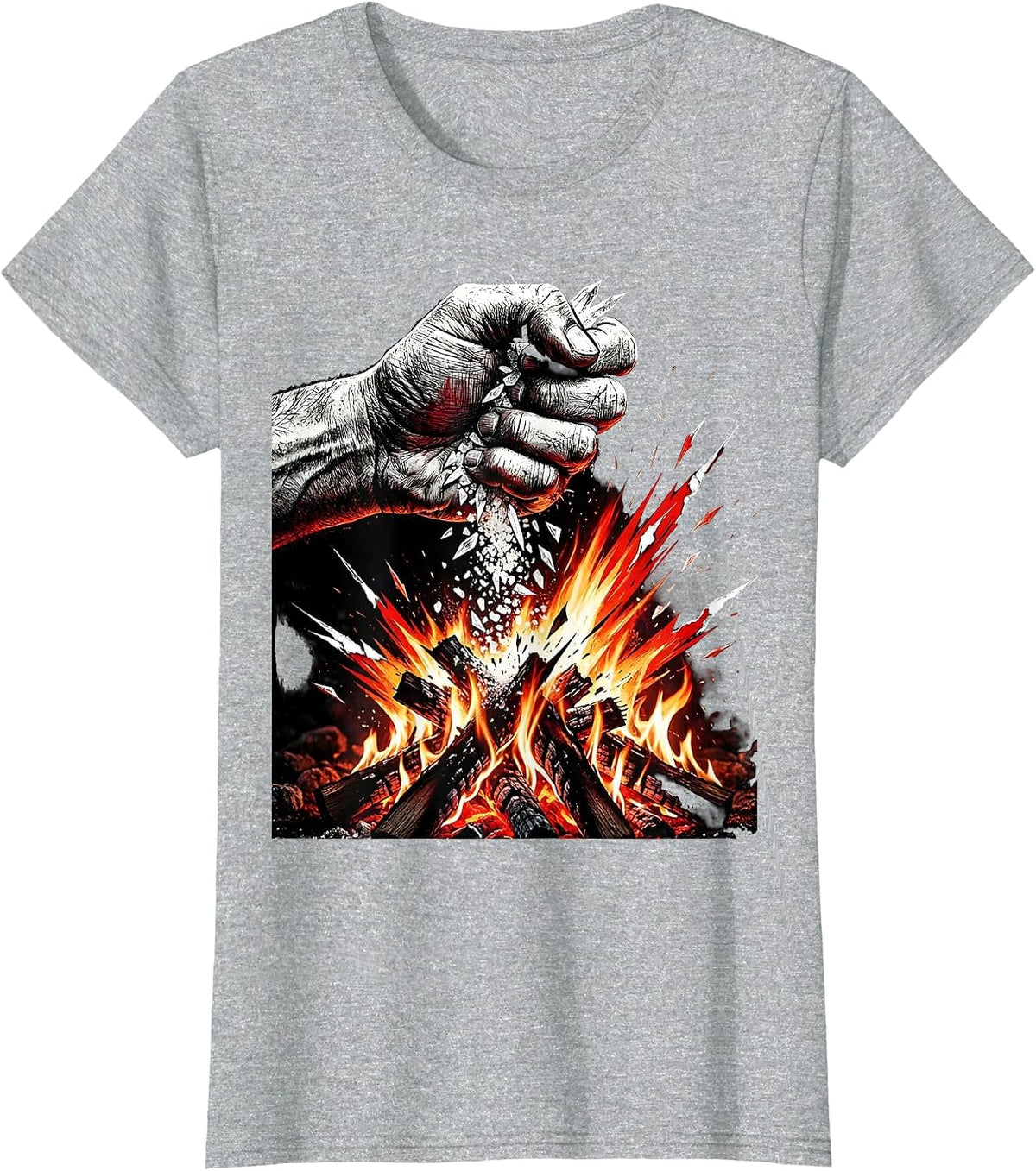 Salty Campfire Hand Sprinkling Salt Graphic T-Shirt - Heather Grey