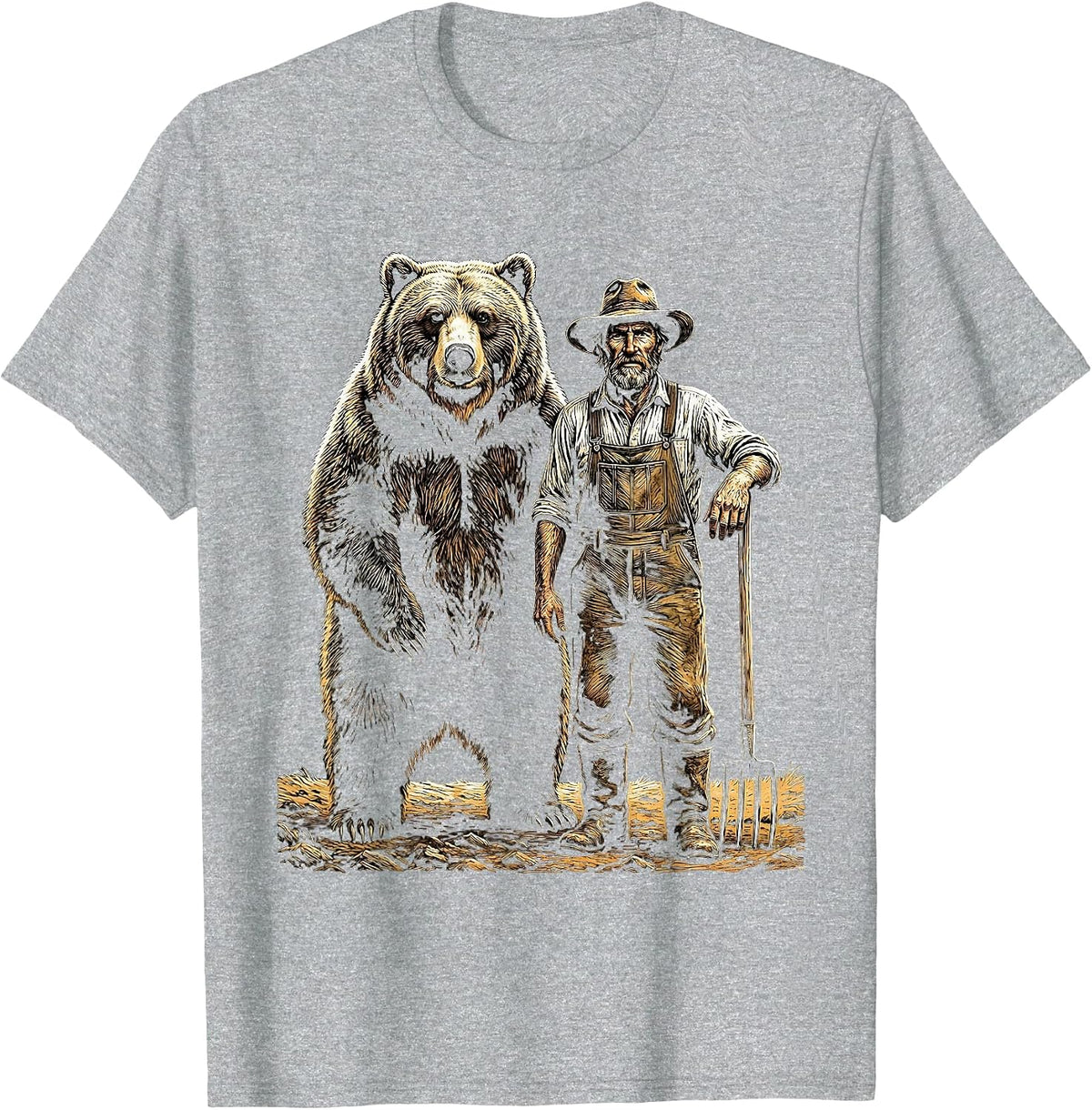 Men's We The People Bear and Farmer Illustration T-Shirt - Heather Grey