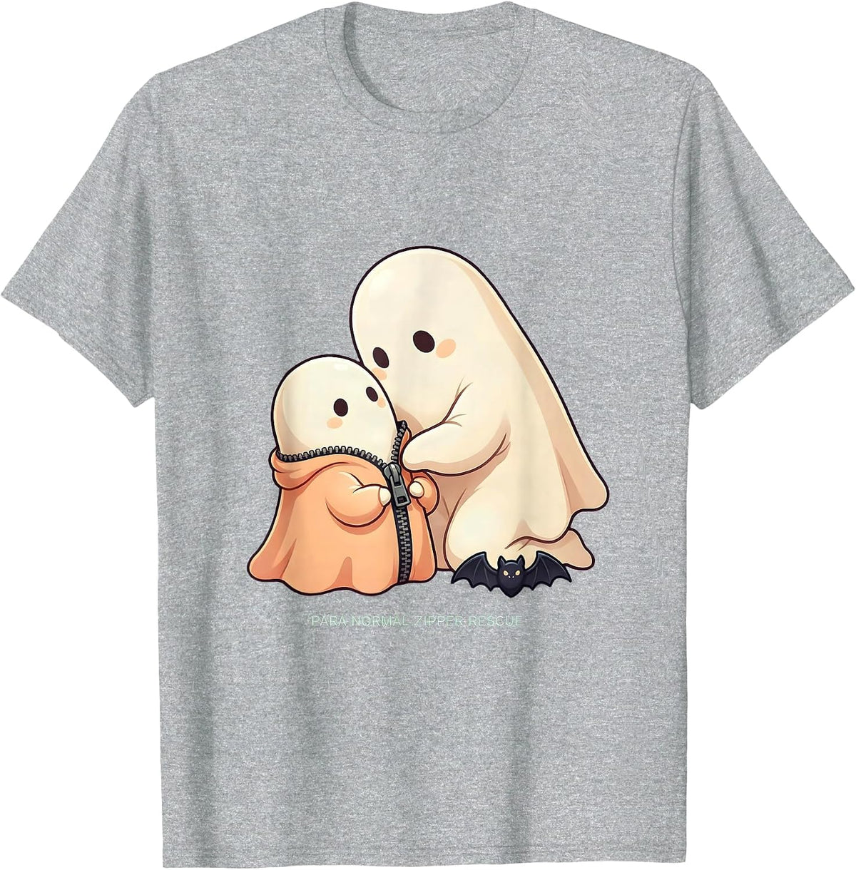 Men's Para Normal Zipper Rescue Cute Kawaii Ghost SpEd Teacher T-Shirt - Heather Grey