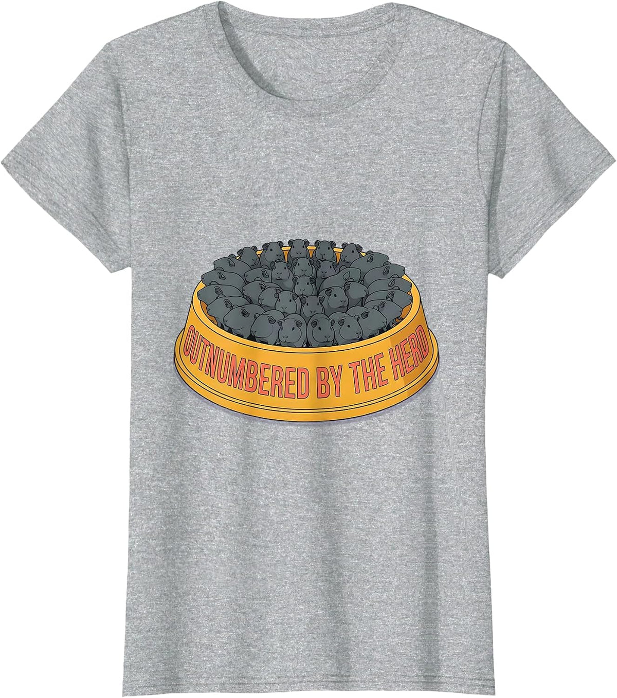 Outnumbered By The Herd Funny Guinea Pig Owner Pet Lover T-Shirt - Heather Grey