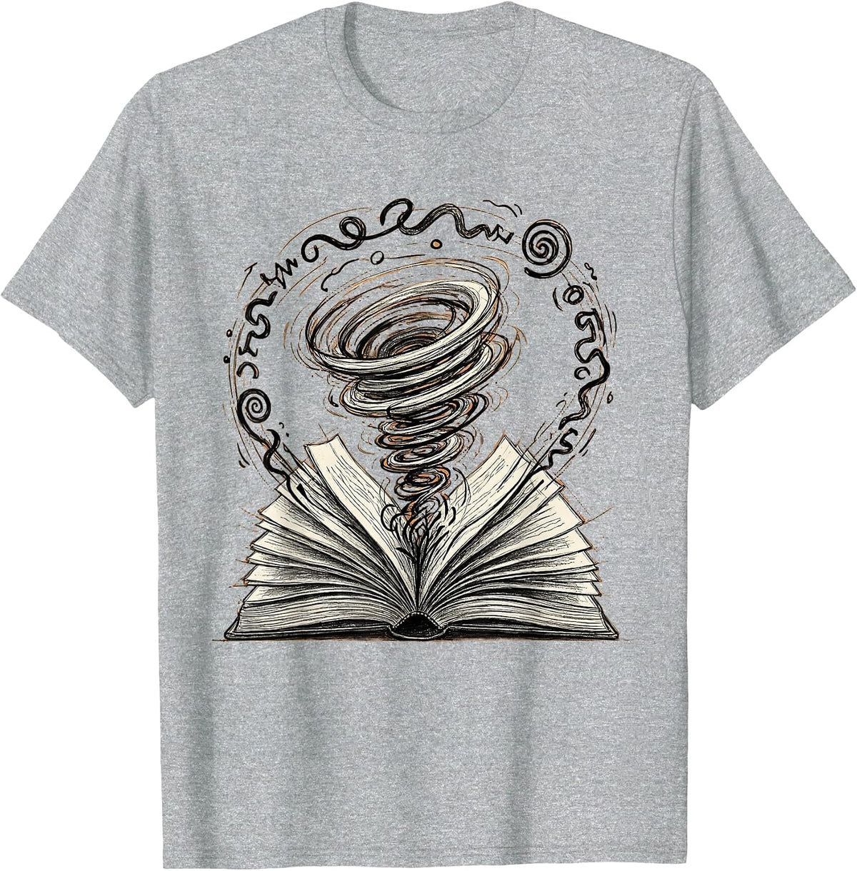 Men's Dyslexia Awareness Open Book Swirling Letters T-Shirt - Heather Grey