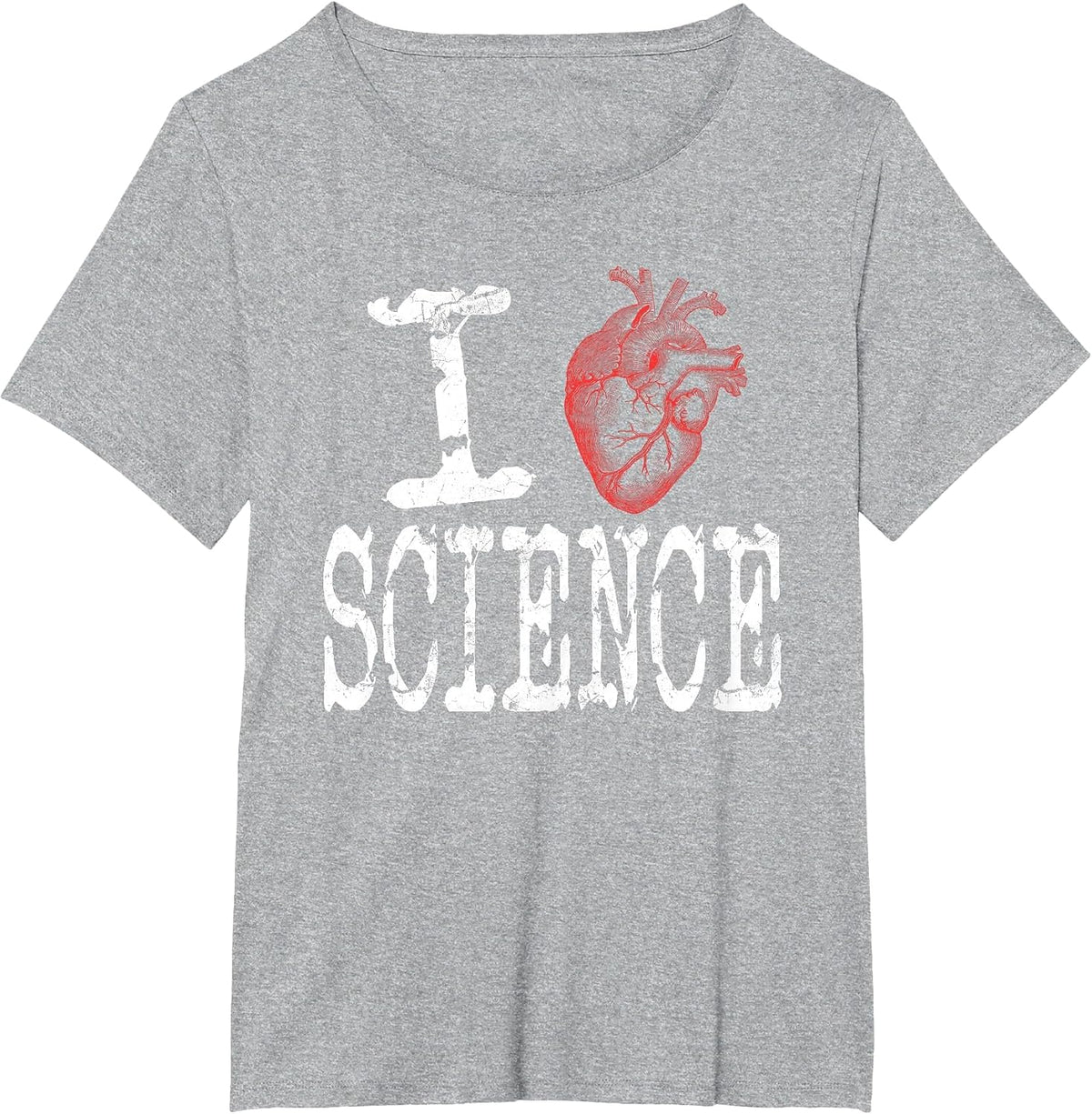 I Love Science Cool Heart Graphic, Awesome Science Lover T-Shirt - Heather Grey