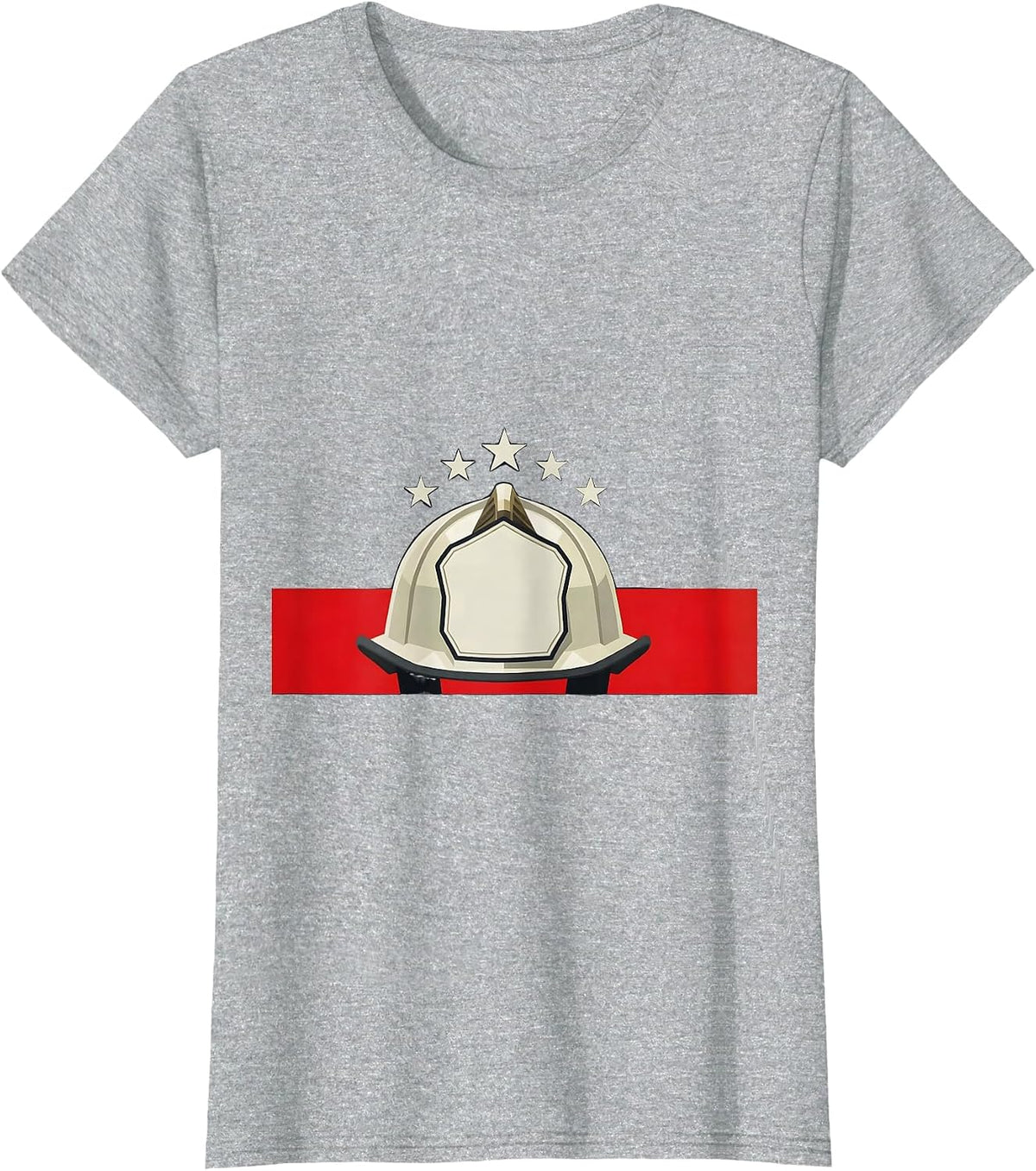 Geometric Firefighter Helmet Fire Service Pride Tribute T-Shirt - Heather Grey