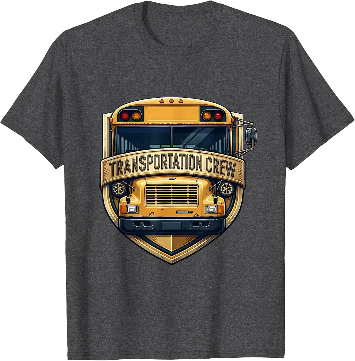 Men's Transportation Crew School Bus Driver Transportation Staff T-Shirt - Dark Heather Grey