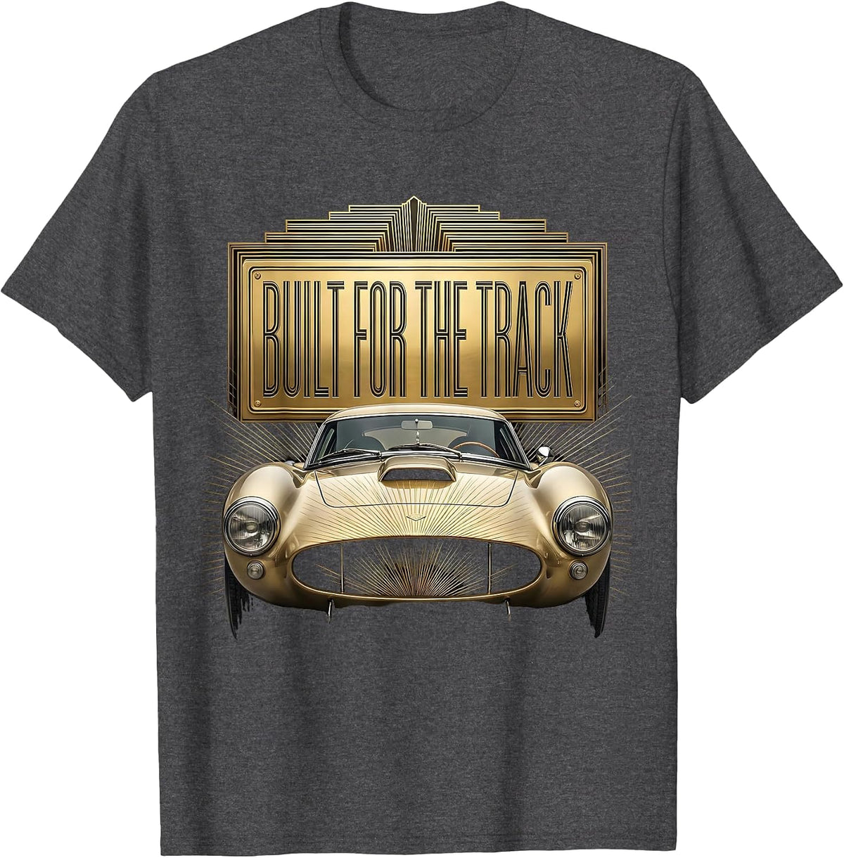 Built for the Track Racing Graphic Design T-Shirt - Dark Heather Grey