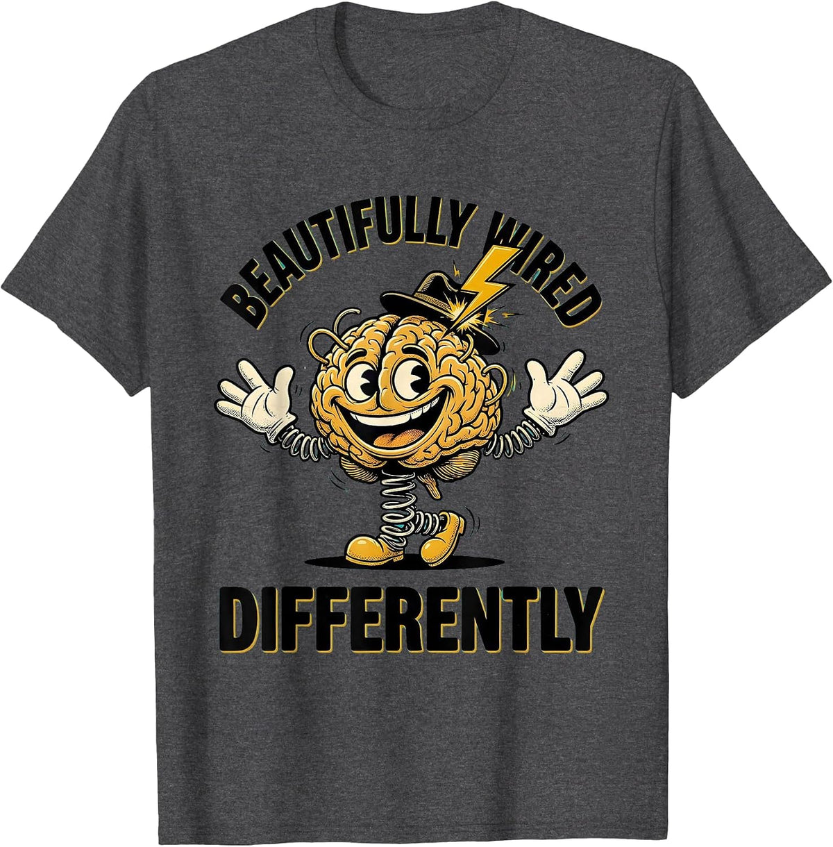 Beautifully Wired Differently Neurodiversity Design T-Shirt - Dark Heather Grey