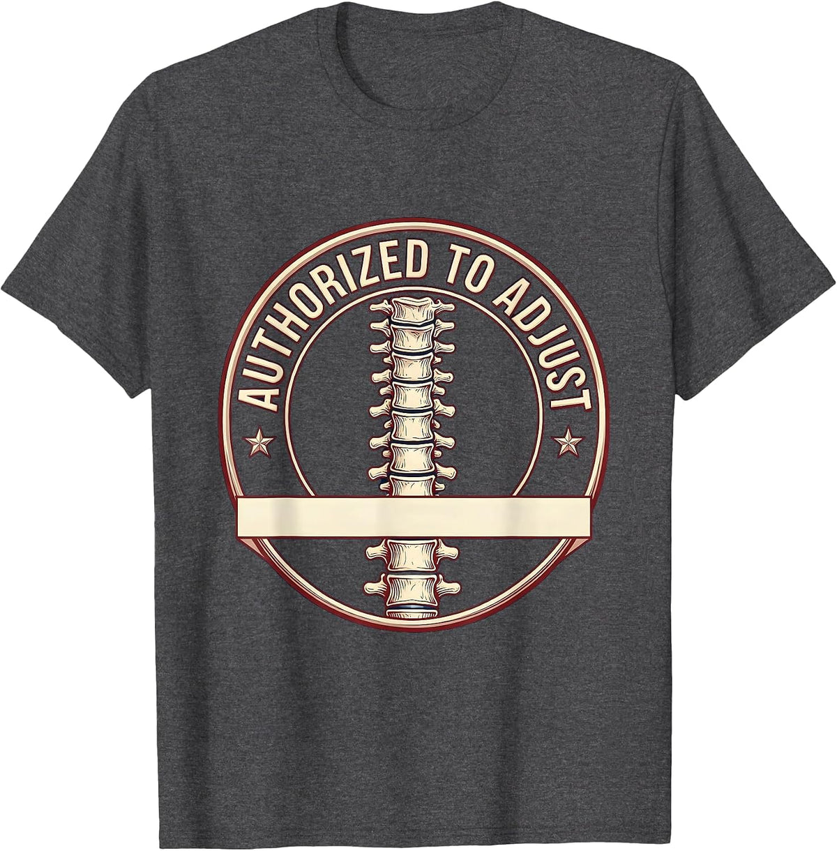 Men's Authorized To Adjust Funny Chiropractor Spine Humor T-Shirt - Dark Heather Grey