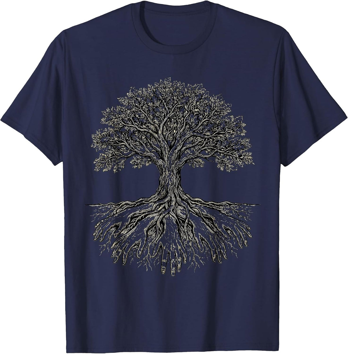 Men's Special Education Tree With Hand Roots Design T-Shirt - Navy Blue