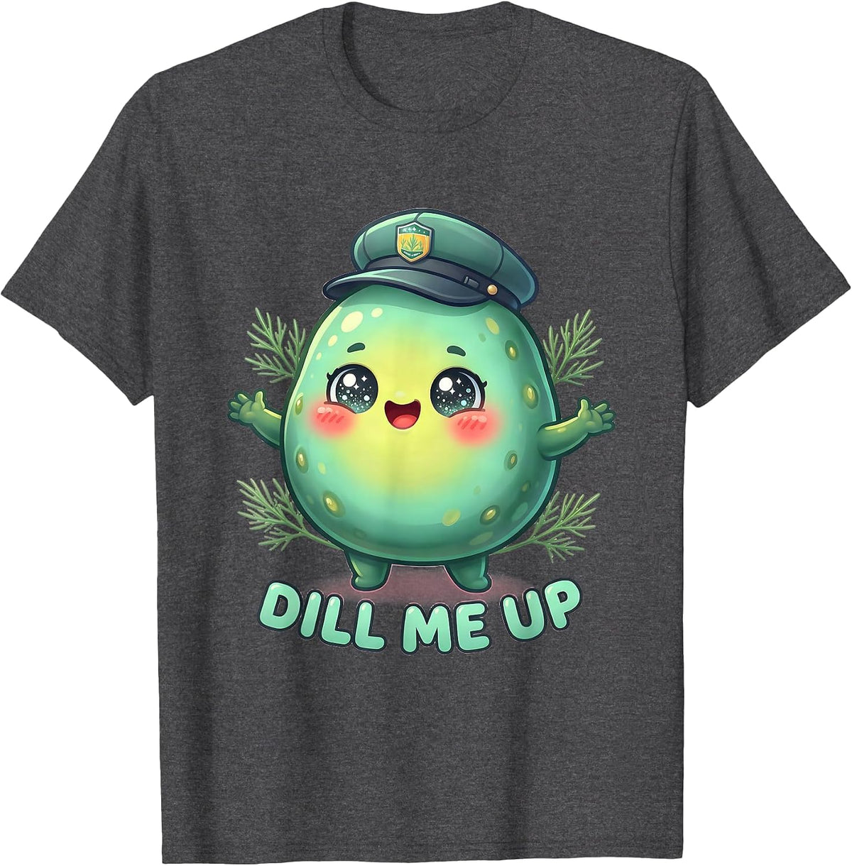 Dill Me Up Funny Pickle Lover Design T-Shirt - Dark Heather Grey