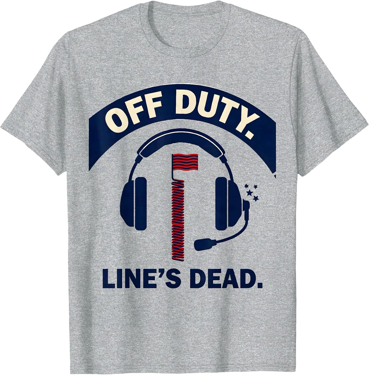 Men's Off Duty Line's Dead Screenprint First Responder Gift T-Shirt - Heather Grey