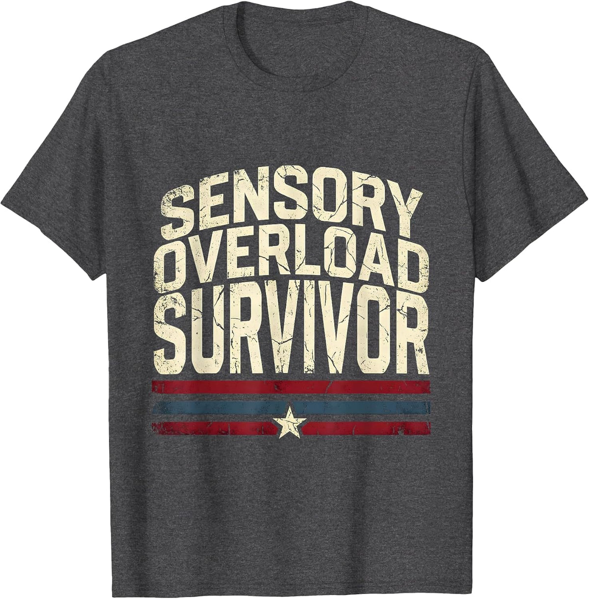 Sensory Overload Survivor Autism Awareness Design T-Shirt - Dark Heather Grey