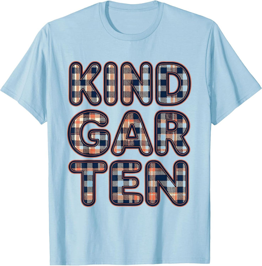 Men's Kindergarten Cheerful Typography Back To School Teacher Gift T-Shirt - Baby Blue